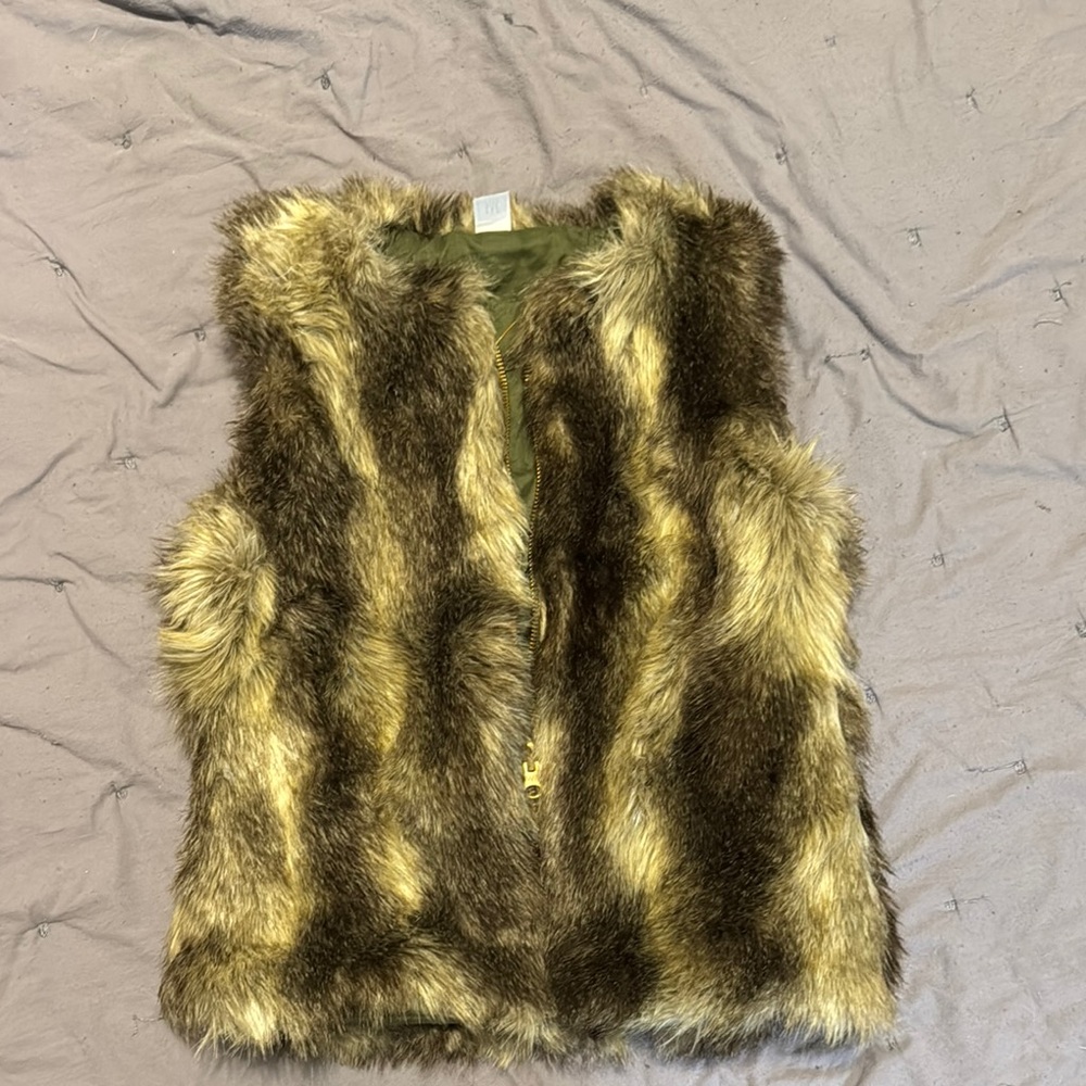 GAP Kids Faux Fur Vest - Brown and Tan
